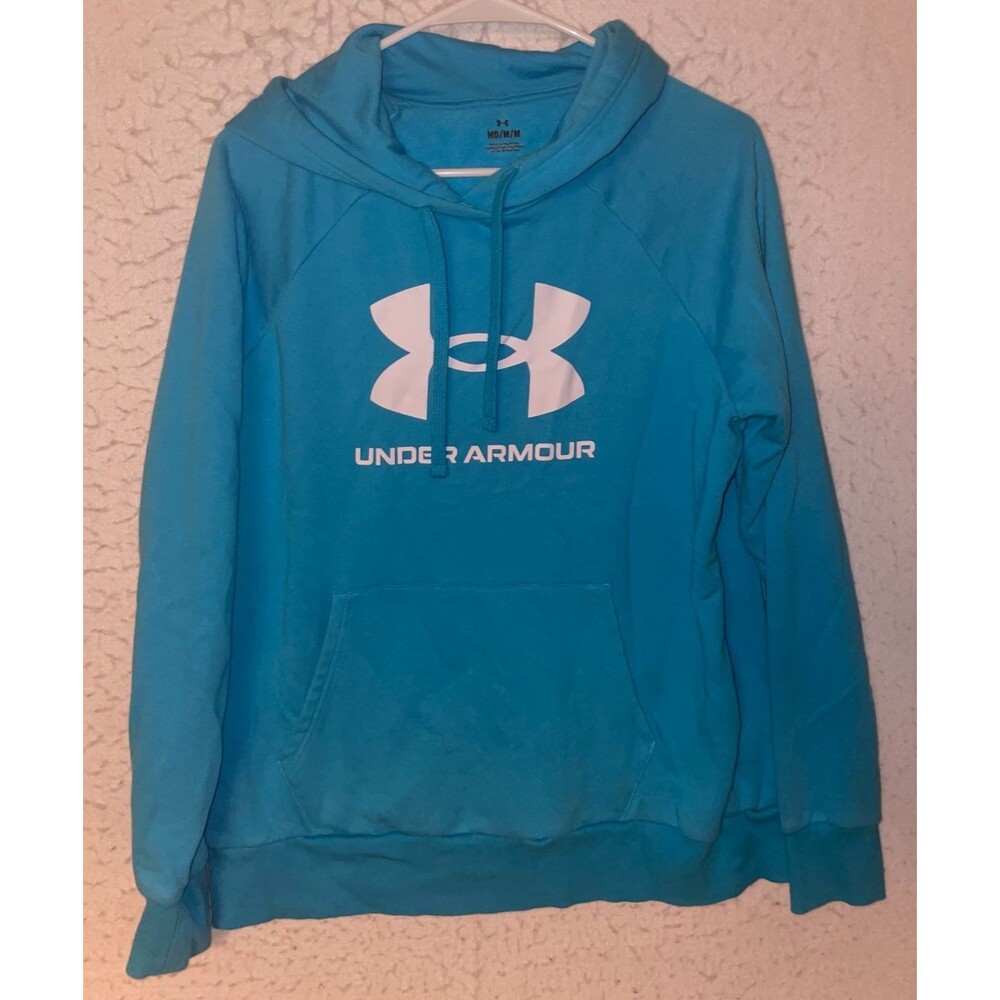 Under Armour Rival Fleece Hoodie Sweatshirt Mens M Light Blue Pullover Fleece